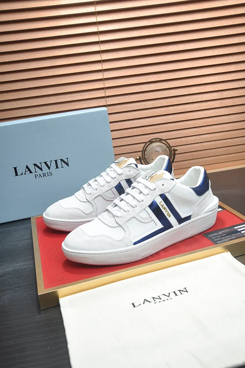 Men's men's shoes💰540💶[LANVIN] The latest lace-up fashionable casual couple sneakers, high-quality CLAY couple series‼ ️ The latest trendy products of the season 🌈Many bloggers have planted grass and purchased the original open-mold customization. The upper and outsole are sewn with mark threads without edge sealing. A variety of material splicing combination design. Very versatile for fashionable and casual wear. Comfortable on the feet. Self-recommended. Upper cowhide + cow suede + breathable mesh lining. Foot-padding cowhide. Exclusive original open-mold clear logo rubber outsole ⚠️Couple standard size 36-40 for women and 38-44 for men.